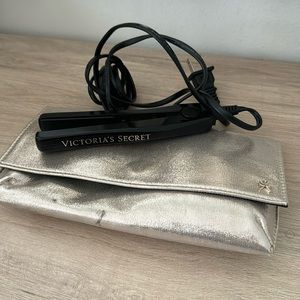 Victoria’s Secret limited edition mini black hair iron +cosmetic case makeup bag